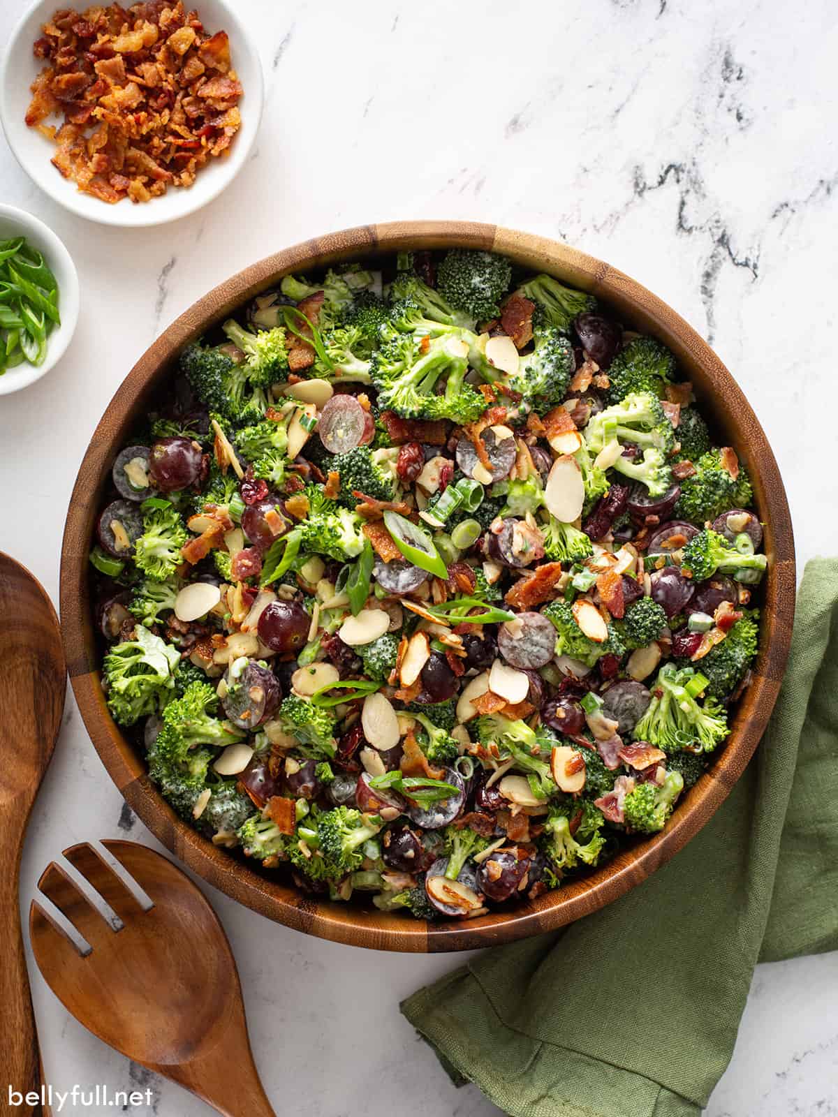 Broccoli salad with grapes and bacon