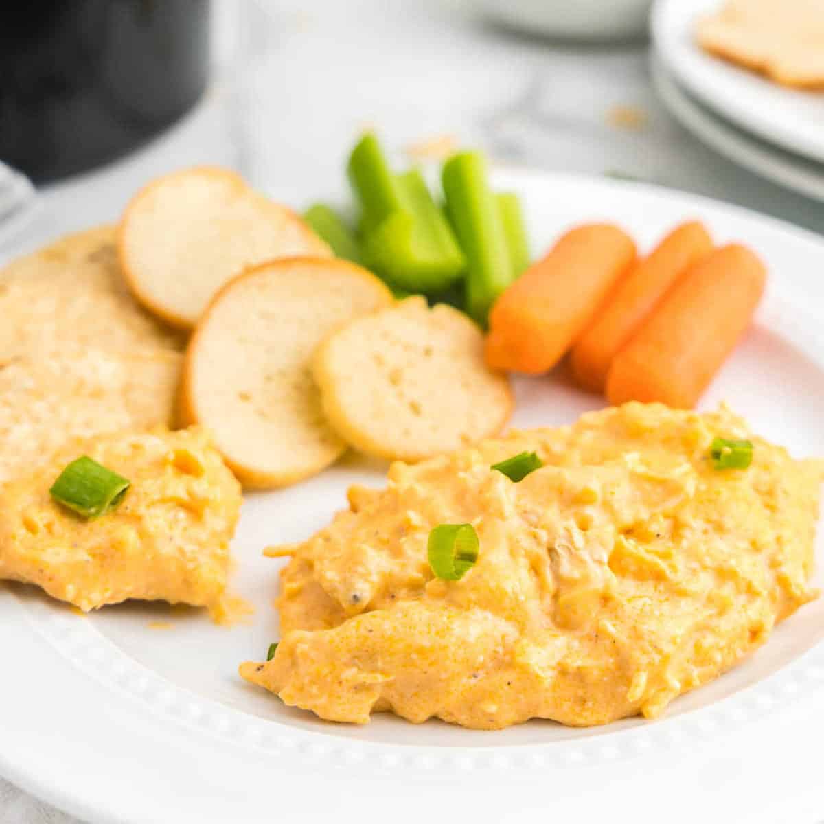 Crockpot Buffalo Chicken Dip with Colby Jack cheese