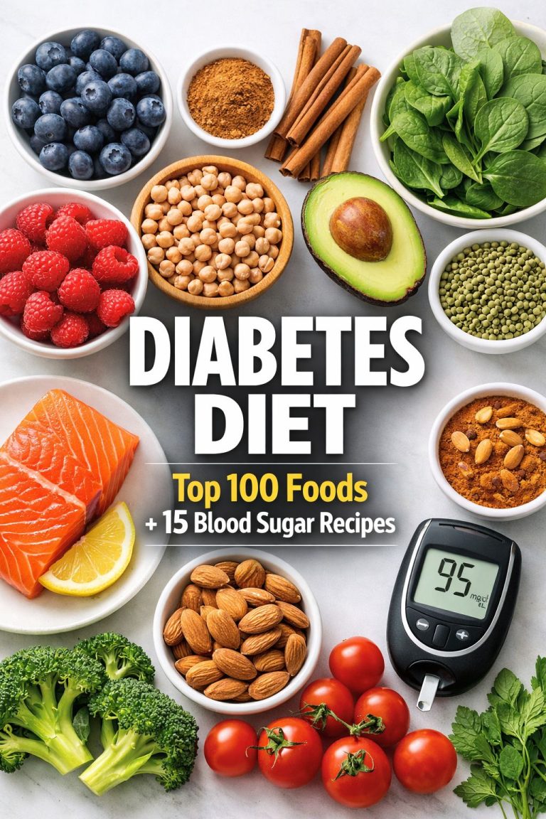 Diabetes Diet: Top 100 Foods to Lower Blood Sugar + 15 Easy Recipes