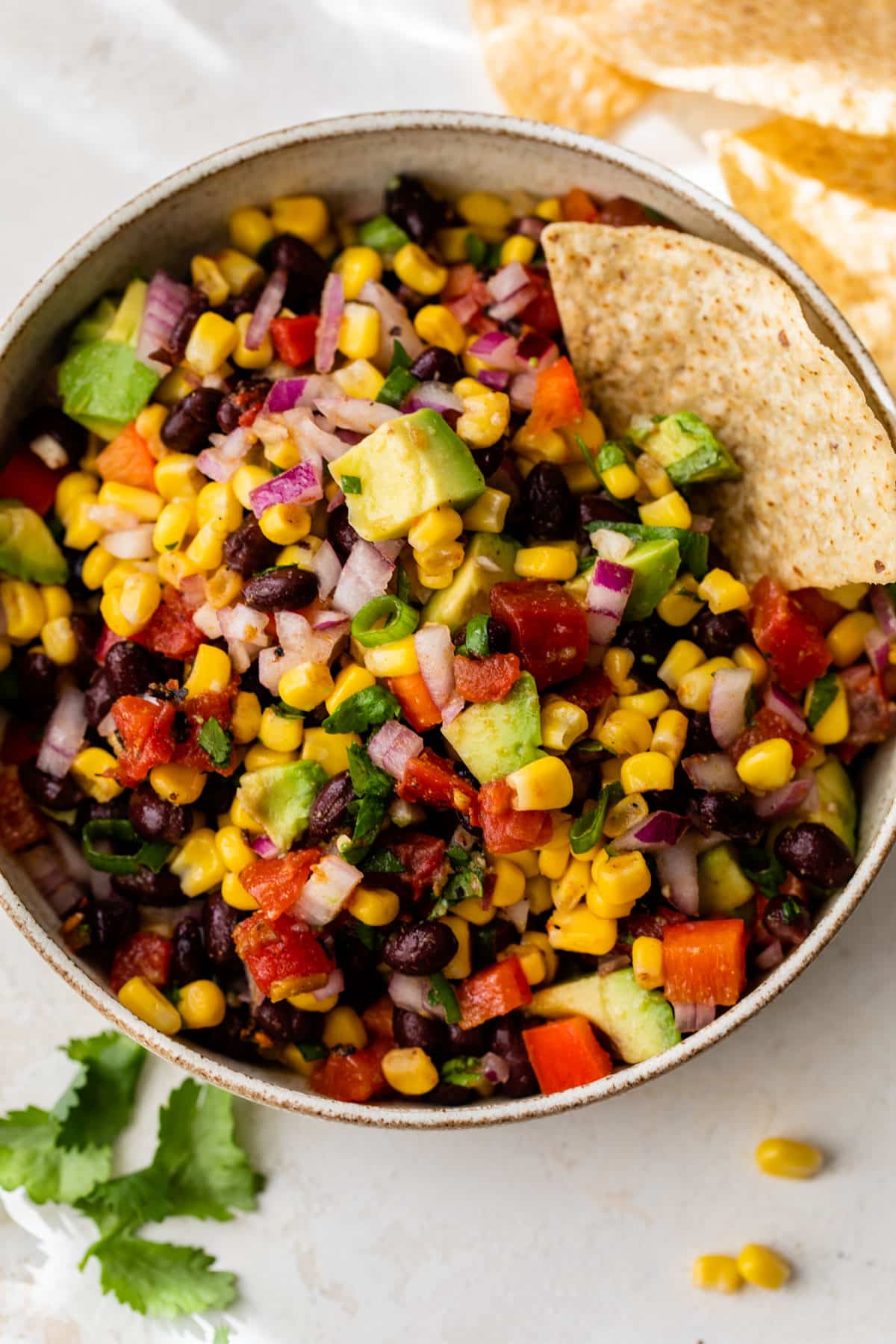 Black bean corn salsa with fire roasted tomatoes