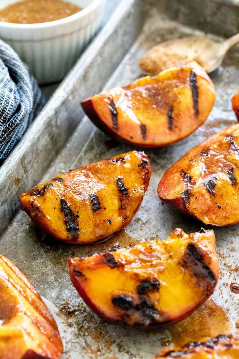 Brown sugar grilled peaches with warm spice glaze from The Recipe Critic