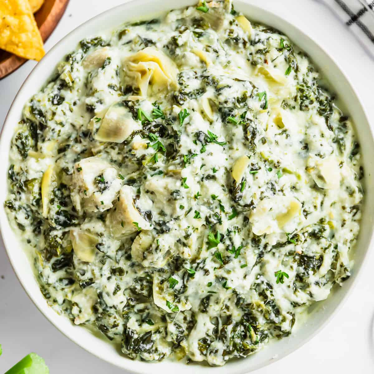 Crockpot Spinach and Artichoke Dip warm cheesy in slow cooker