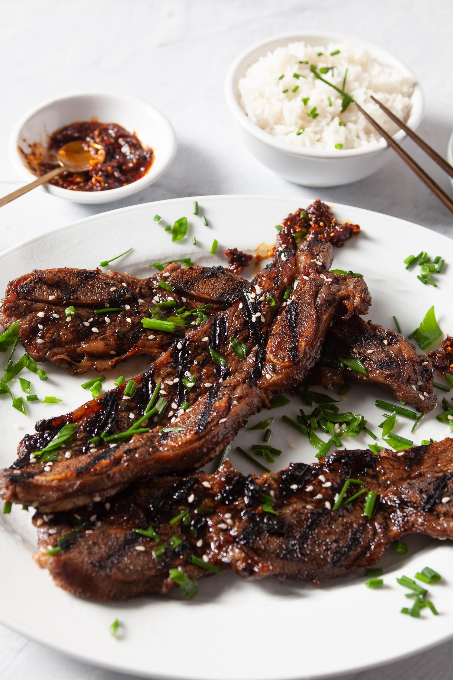 Kalbi Korean BBQ short ribs grilled to caramelized perfection