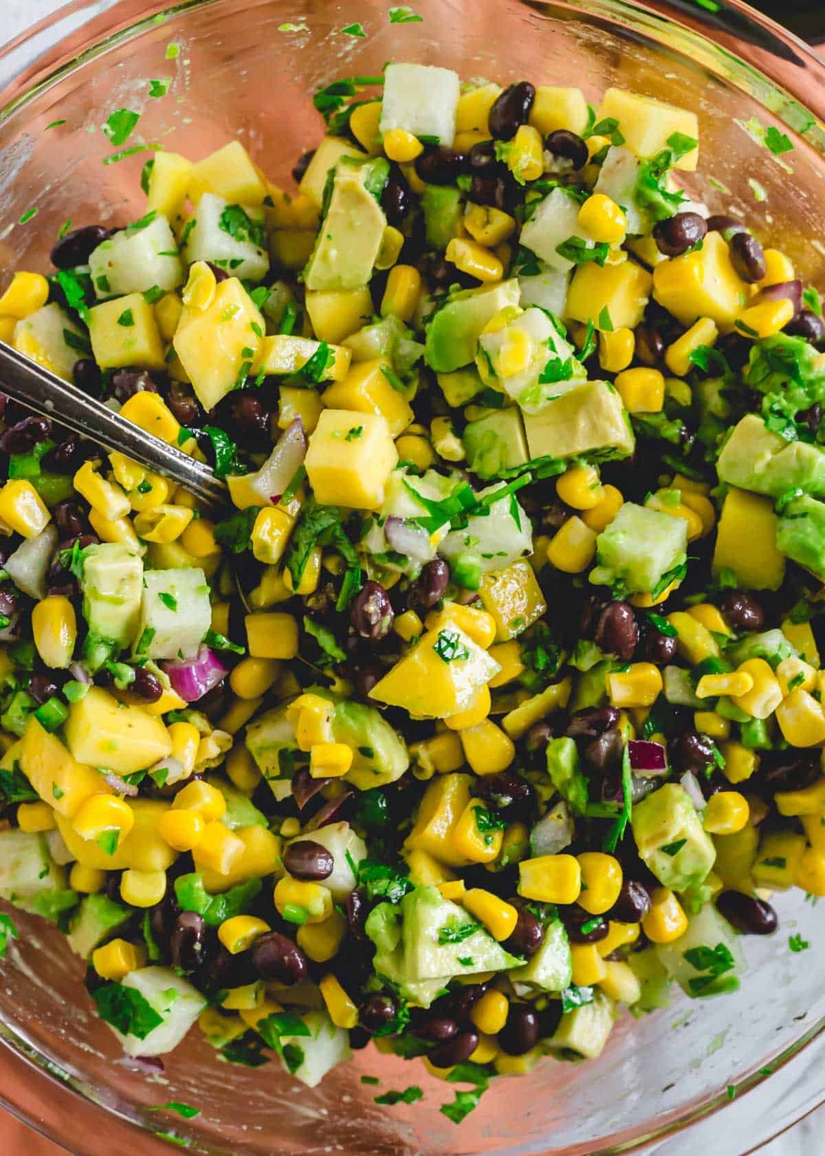 Mango black bean salad with jicama and avocado