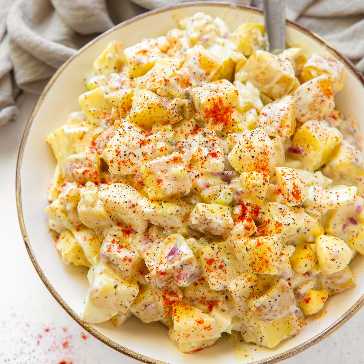 Best ever potato salad with eggs and pickles
