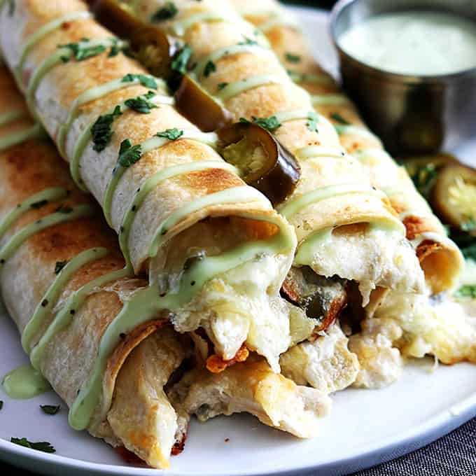 Slow Cooker Jalapeño Popper Chicken Taquitos