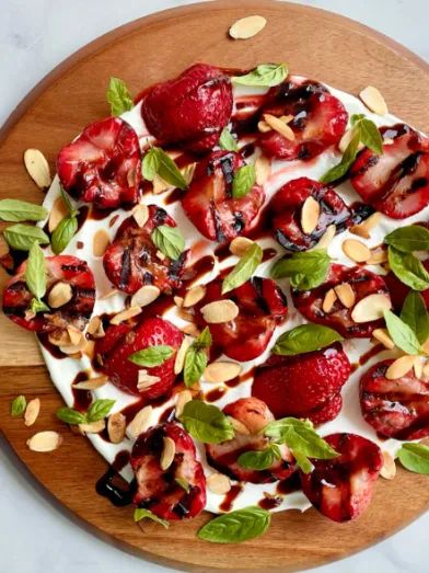 Grilled Strawberries with Creme