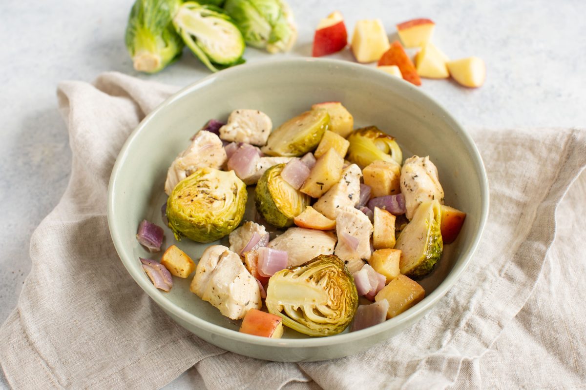 Sheet Pan Chicken with Brussels Sprouts and Apple